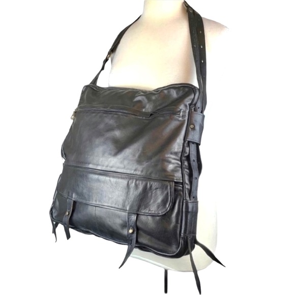 Large Leather Jas M.B. London Black Shoulder Handbag with Dustbag - Picture 5 of 16